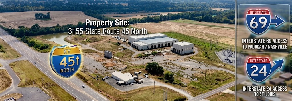Access overview for 3155 State Route 45 North, with the property site and connections to Interstates 69 and 24 labeled