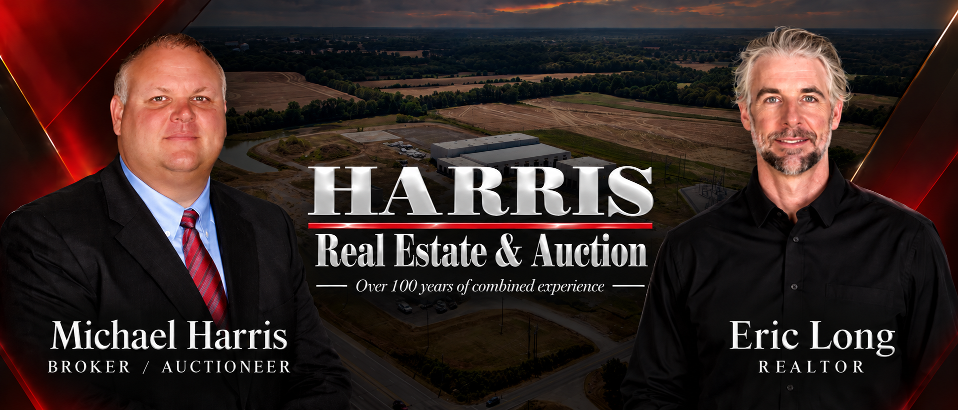 Harris Real Estate and Auction listing team: Michael Harris, Broker and Auctioneer, and Eric Long, Realtor